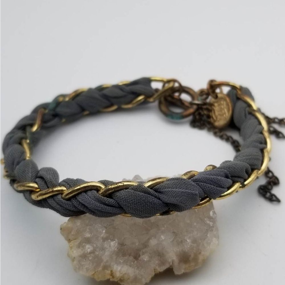Dolce and Gabbana navy blue Grey hue gold tone braided‎ bracelet retired rare